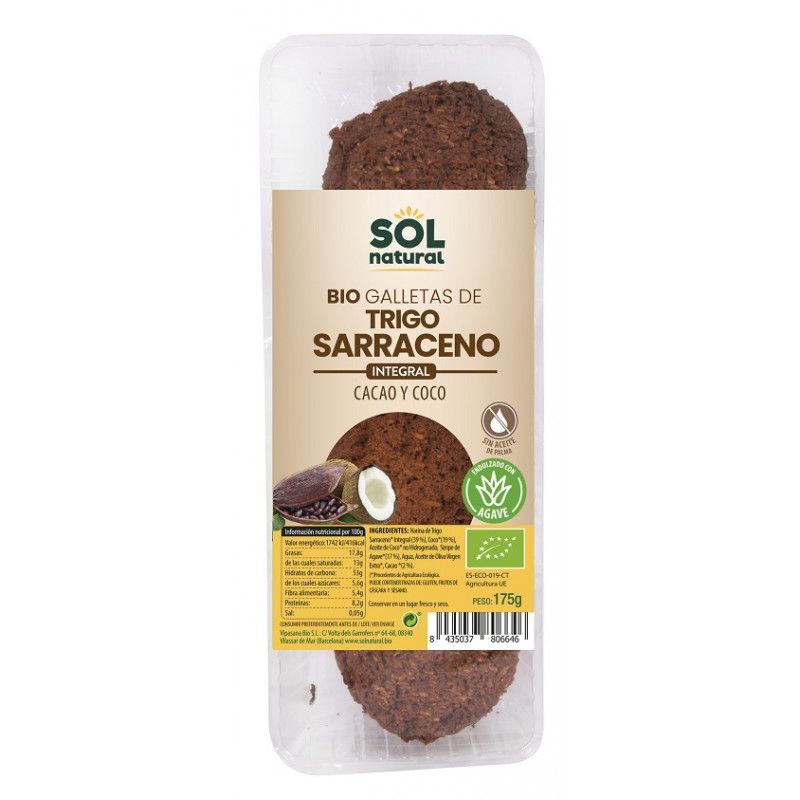 Galletas de sarraceno coco y cacao Solnatural